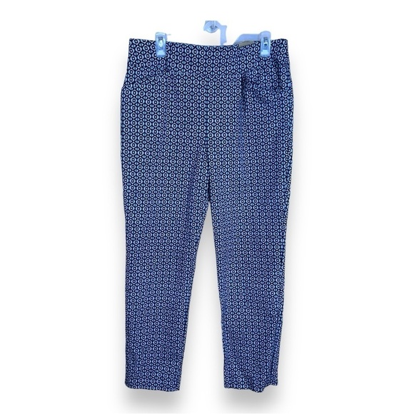 NEW CHICOS SIZE 12 JOSIE SLIM ANKLE PANT STRETCH BLUE GEOMETRIC - Picture 1 of 12